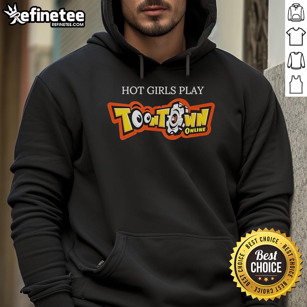 Hot Girl Play Toontown Online Hoodie A stylish girl wearing a Toontown Online hoodie, showcasing vibrant colors and playful design, perfect for gamers and fans.