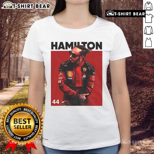 Hot Lewis Hamilton Formula One 2025 ladies tee featuring stylish design and vibrant colors for racing fans.