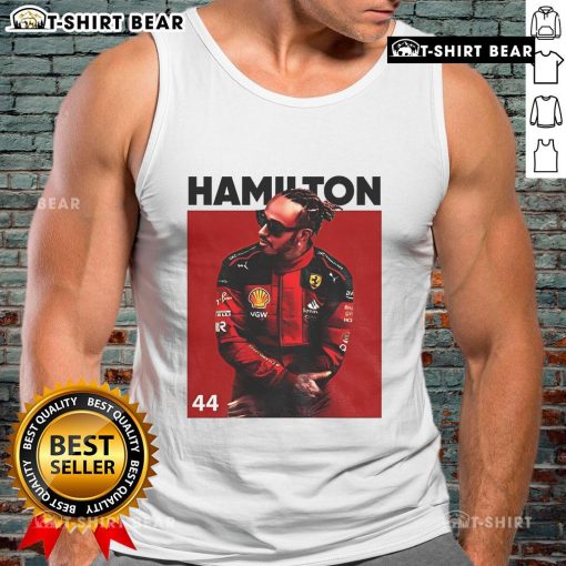Hot Lewis Hamilton Formula One 2025 tank top featuring vibrant design and racing graphics for motorsport fans.