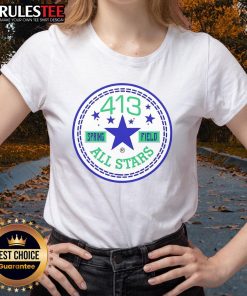Alt Text: Nice 413 Spring Field All Stars Logo on a stylish ladies tee, perfect for casual wear and sports enthusiasts.