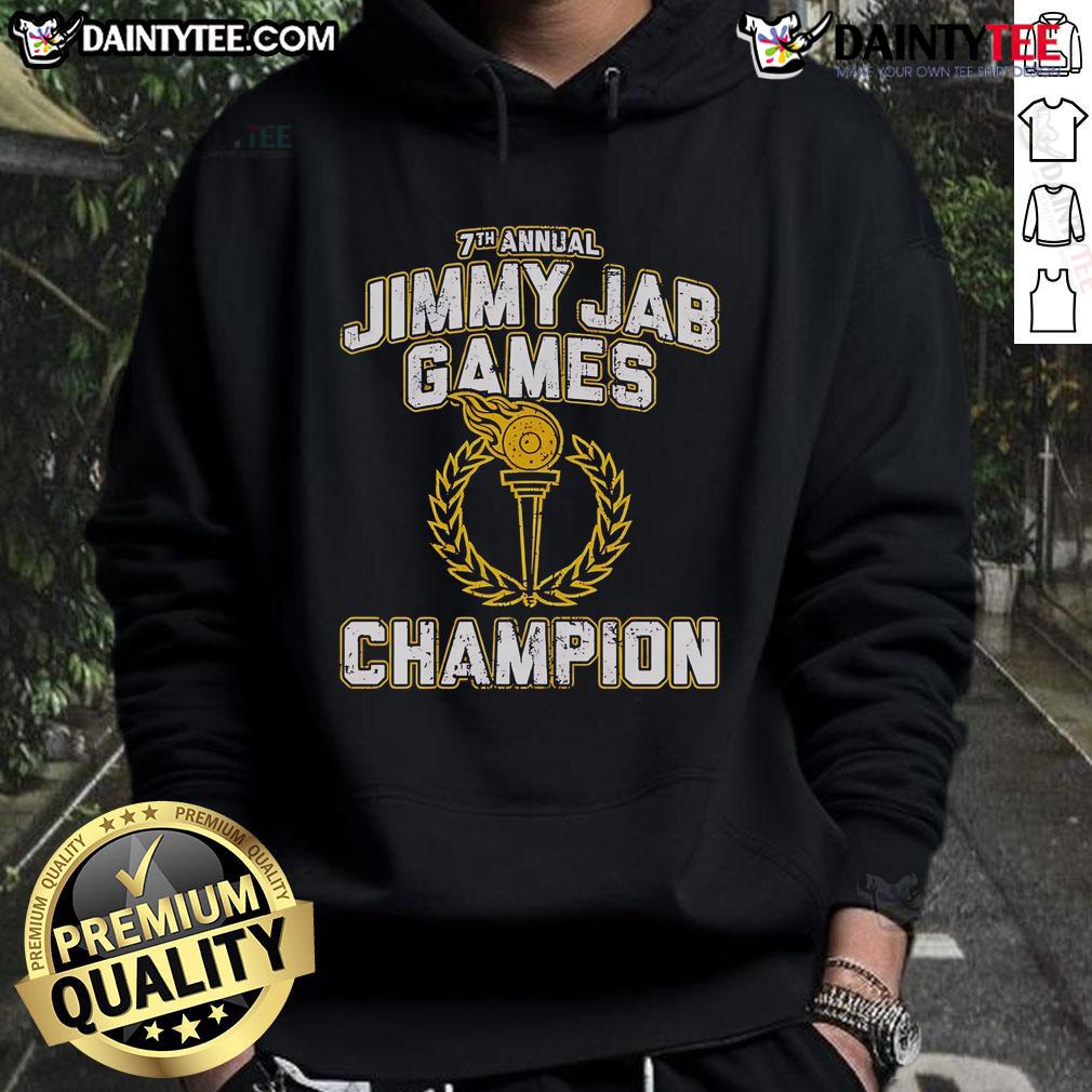 Nice 7Th Annual Jimmy Jab Games Champion Hoodie Alt Text: Champion hoodie from the Nice 7th Annual Jimmy Jab Games, featuring vibrant colors and event logo prominently displayed.