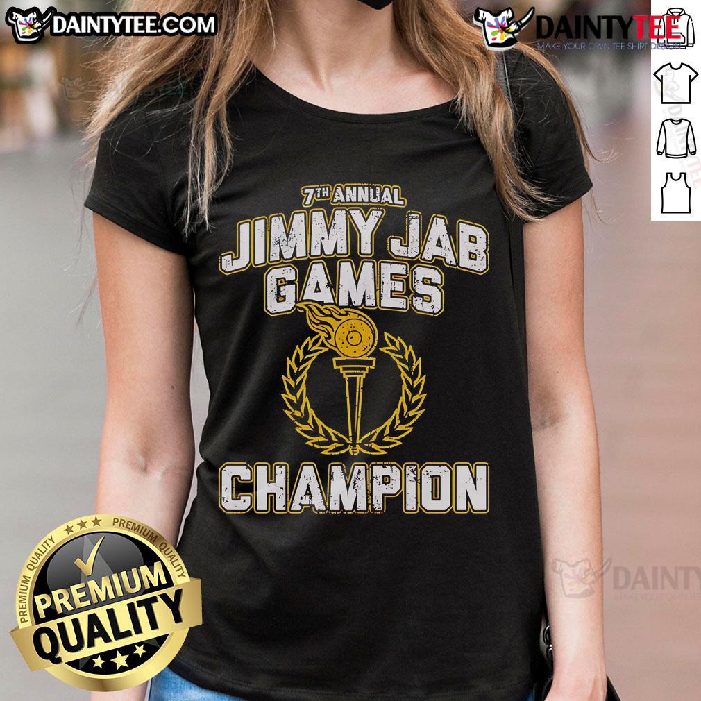 Nice 7Th Annual Jimmy Jab Games Champion Ladies Tee Champion Ladies Tee from the Nice 7th Annual Jimmy Jab Games, featuring vibrant design and event branding.