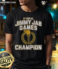 Nice 7th Annual Jimmy Jab Games Champion T-Shirt featuring bold graphics and vibrant colors for event winners.
