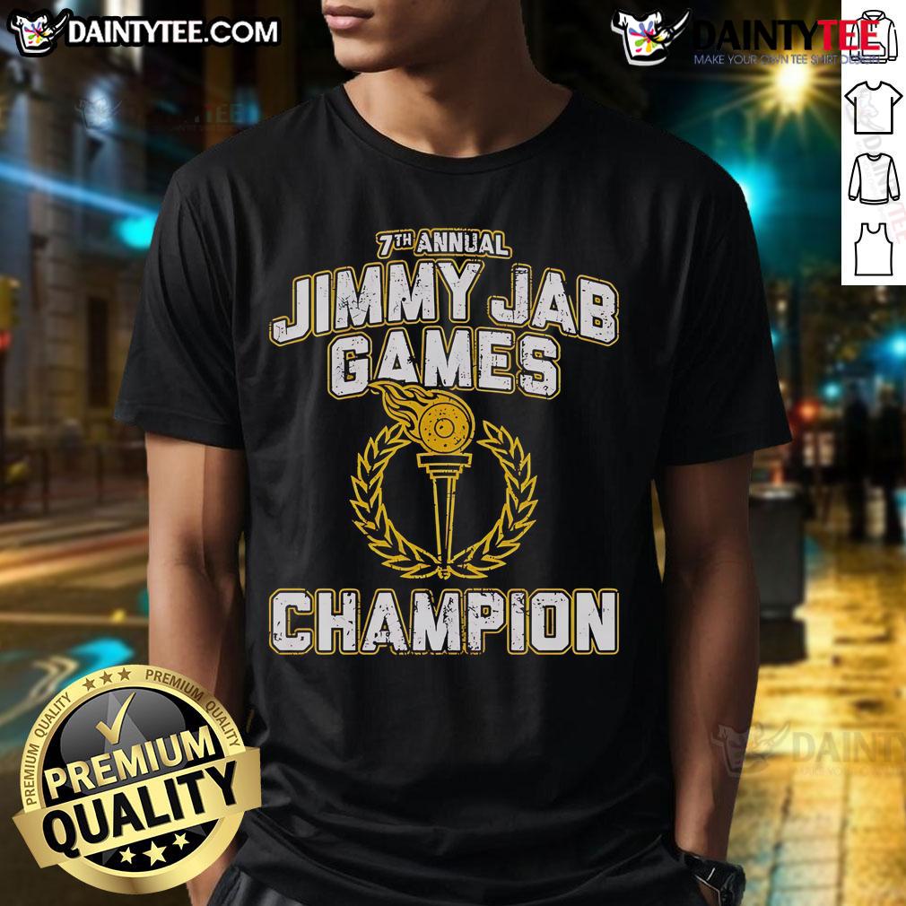 Nice 7Th Annual Jimmy Jab Games Champion T Shirt Nice 7th Annual Jimmy Jab Games Champion T-Shirt featuring bold graphics and vibrant colors for event winners.