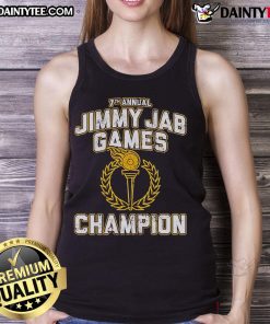 Champion tank top from the Nice 7th Annual Jimmy Jab Games, featuring vibrant design and event logo.