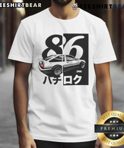 Stylish AE86 Hachiroku JDM car T-shirt featuring a classic design for car enthusiasts and street racing fans.