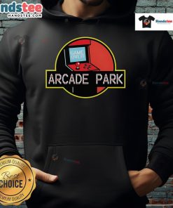 Nice Arcade Park X Jurassic Park hoodie featuring vibrant graphics and a trendy design for gaming enthusiasts.