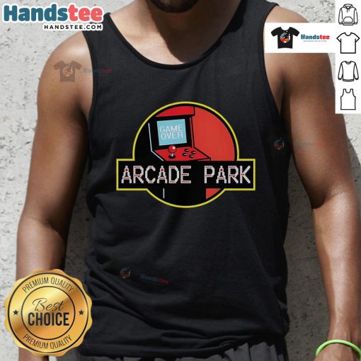 Nice Arcade Park X Jurassic Park tank top featuring vibrant graphics and a trendy design, perfect for theme park fans.