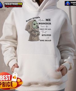 Adorable Baby Yoda in a cozy hoodie, showcasing a whimsical design that sparks curiosity and laughter.