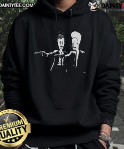 Beavis and Butthead Pulp Fiction hoodie featuring a cool, nerdy design for fans of the classic animated series.