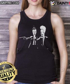 Stylish Beavis and Butthead Pulp Fiction nerd tank top featuring iconic characters, perfect for fans and casual wear.