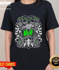 Nice Beetlejuice Never Trust The Living Ladies Tee featuring iconic design and vibrant colors for fans of the classic film.