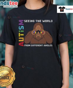 Nice Bigfoot Autism tee featuring binoculars symbolizing seeing the world from different angles, perfect for unique perspectives.