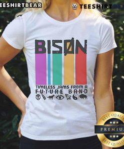 Nice Bison Timeless Jam Ladies Tee featuring a stylish band design for music lovers and fashion enthusiasts.