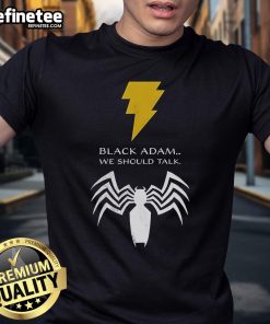 Alt Text: Nice Black Adam Lightning Bolt Venom Spider Logo T-Shirt featuring a striking design perfect for comic fans.