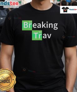 Alt Text: Travis Periodic Table T-Shirt featuring unique design by Nice Breaking Trav Lewis, perfect for science enthusiasts.