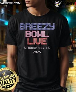 Alt Text: Nice Breezy Bowl Live Stadium Series 2025 T-Shirt featuring vibrant design and team logos, perfect for fans.