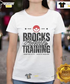 Nice Brocks Battle Training Tee for ladies featuring Pewter City design from Kanto Region, perfect for Pokmon fans.