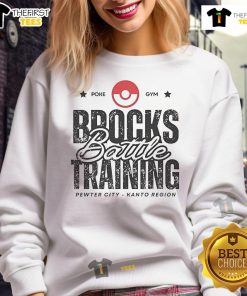 Nice Brock's Battle Training sweatshirt featuring designs from Pewter City in the Kanto Region, perfect for Pokemon fans.