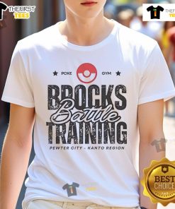 Nice Brocks Battle Training T-Shirt featuring Pewter City design from Kanto Region for Pokmon fans.