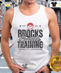 Nice Brock's Battle Training tank top featuring Pewter City design from Kanto Region, perfect for Pokmon fans.