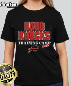Alt Text: Buffalo Bills 2025 Hard Knocks Training Camp ladies tee featuring team logo and vibrant design for fans.