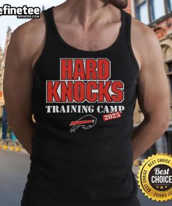 Stylish Nice Buffalo Bills 2025 Hard Knocks training camp tank top displayed on a hanger, perfect for fans.