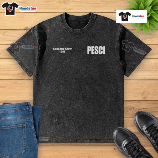 Alt Text: Vintage 1996 Pesci washed t-shirt featuring the Nice cast and crew, perfect for collectors and film enthusiasts.
