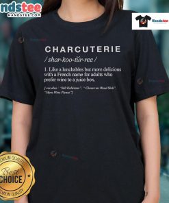 Nice charcuterie definition ladies tee featuring stylish design and playful text about charcuterie boards.