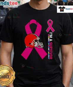 Nice Cleveland Browns X Cancer Awareness T-Shirt featuring 'I'M A Survivor' slogan, perfect for supporters and advocates.