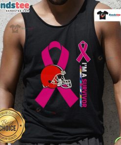 Nice Cleveland Browns X Cancer Awareness 'I'm A Survivor' Tank Top featuring bold graphics and support for cancer survivors.