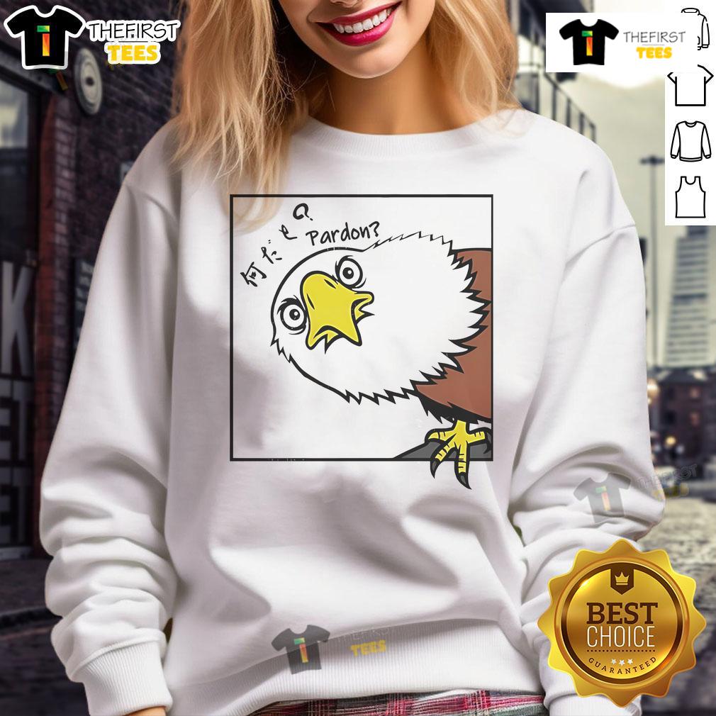Nice Curious Eagle Pardon Japanese Style Sweatshirt Nice curious eagle design on a Japanese style sweatshirt, featuring vibrant colors and intricate details.