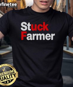 Nice Darren of Plymouth Stuck Farmer T-Shirt featuring a humorous design for farm enthusiasts and casual wear.