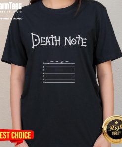 Stylish 'Death Note' limited edition ladies tee by Imranepresents for Povculture, featuring iconic anime artwork.