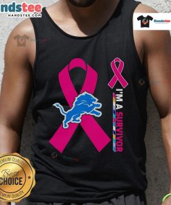 Nice Detroit Lions X Cancer Awareness 'I'm a Survivor' tank top, showcasing support for cancer survivors and team spirit.