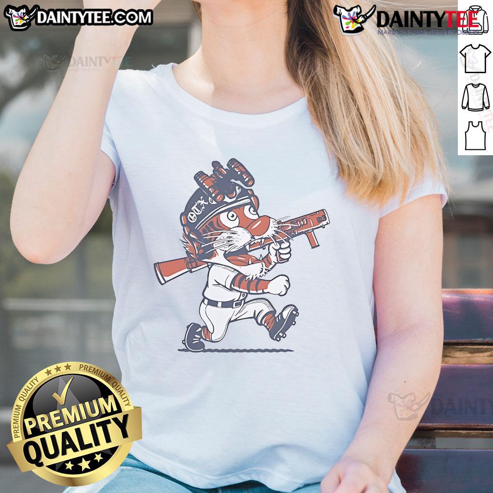 Nice Detroit Tigers Paws On The X Mascot Ladies Tee Ladies tee featuring the Detroit Tigers Paws mascot design, perfect for fans of the Nice Detroit Tigers apparel.
