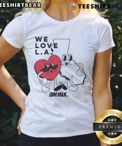 Alt Text: Nice Dim Mak We Love LA Ladies Tee in stylish black with vibrant graphic, perfect for casual wear and LA fans.