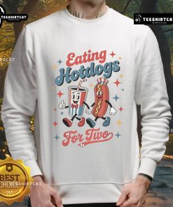Cozy sweatshirt featuring 'Nice Eating Hotdogs for Two' design, perfect for casual outings or food lovers.