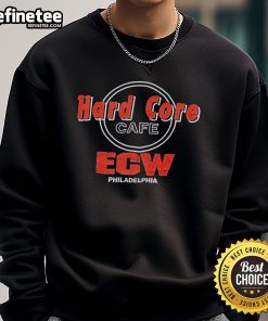Nice ECW Hard Core Cafe Philadelphia sweatshirt featuring iconic wrestling graphics, perfect for fans and collectors.