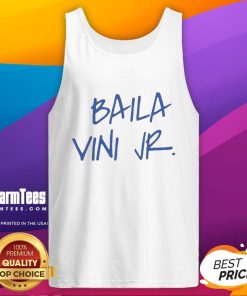 Eduardo Camavinga wearing a Baila Vini Jr. tank top, showcasing his stylish look and passion for football fashion.