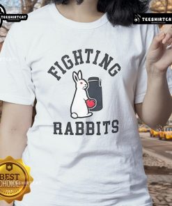 Nice Fighting Rabbits Ladies Tee featuring playful rabbit graphics, perfect for casual wear and animal lovers.