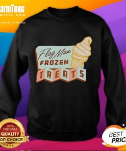 Man wearing Nice Flag sweatshirt, enjoying frozen treats at a vibrant outdoor event.