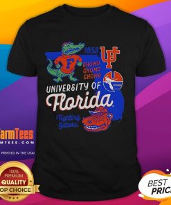 Alt Text: Nice Florida Gator Chomp Chomp Chomp University of Florida T-Shirt featuring iconic gator graphics and school colors.