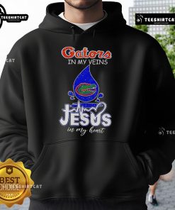 Florida Gators hoodie with 'Gators in My Veins, Jesus in My Heart' design, perfect for fans and casual wear.