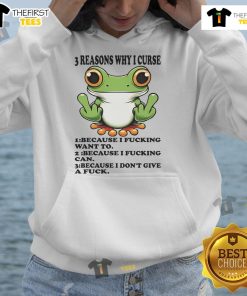 Alt Text: Nice Frog hoodie featuring '3 Reasons Why I Curse I Dont Give A Fck' design, perfect for casual streetwear.