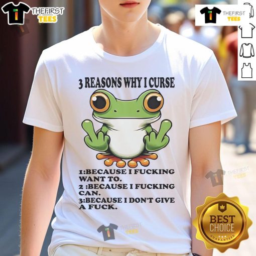 Alt Text: Nice Frog T-Shirt featuring '3 Reasons Why I Curse I Don't Give A Fck' in vibrant colors, perfect for casual wear.