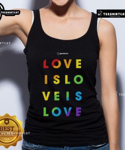 Nice Gamescom Love Is Love Pride Tank Top featuring vibrant rainbow colors and a stylish design for LGBTQ+ pride.