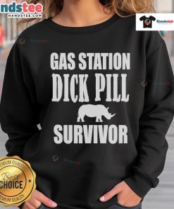 Alt Text: Nice Gas Station Dick Pill Survivor Sweatshirt in vibrant colors, perfect for casual wear and humor lovers.