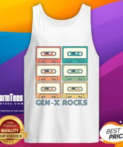 Nice Gen X Rocks Retro Cassette Tape Tank Top featuring vibrant cassette design, perfect for vintage music lovers.