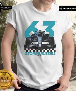 Alt Text: Nice George Russell Formula One F1 signature t-shirt featuring bold graphics and stylish design for racing fans.